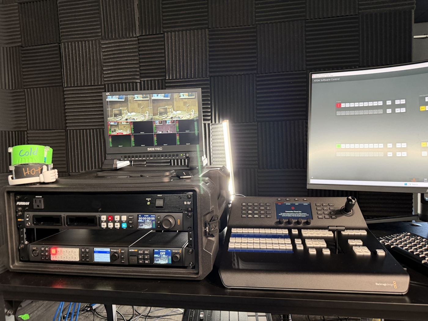 Control desk at studioUSA East with video switcher and recorders