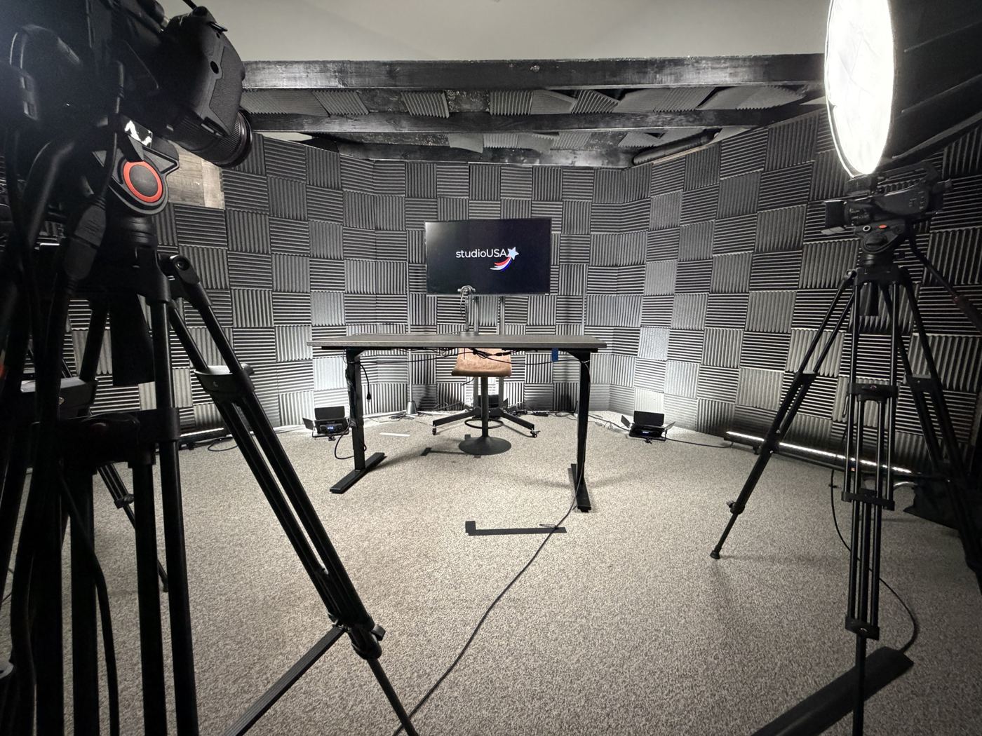 studioUSA West interview set with cameras and lighting